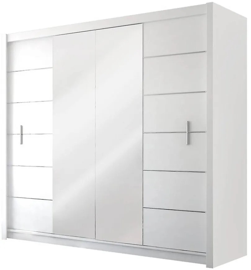 Skriňa Lizbona 2 203 cm biely/zrkdlo