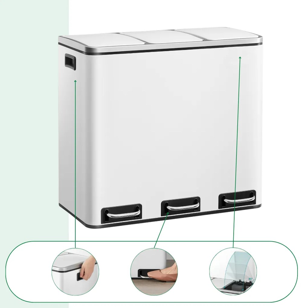 Kôš na separovanie odpadu SORT 54l (3x18 l) + vrecia na odpadky, biela Jurhan