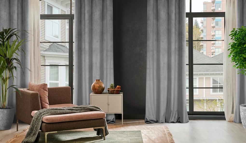 ZATEMŇOVACÍ ZÁVES NA KRÚŽKOCH LILI 140X250 CM SIVÁ