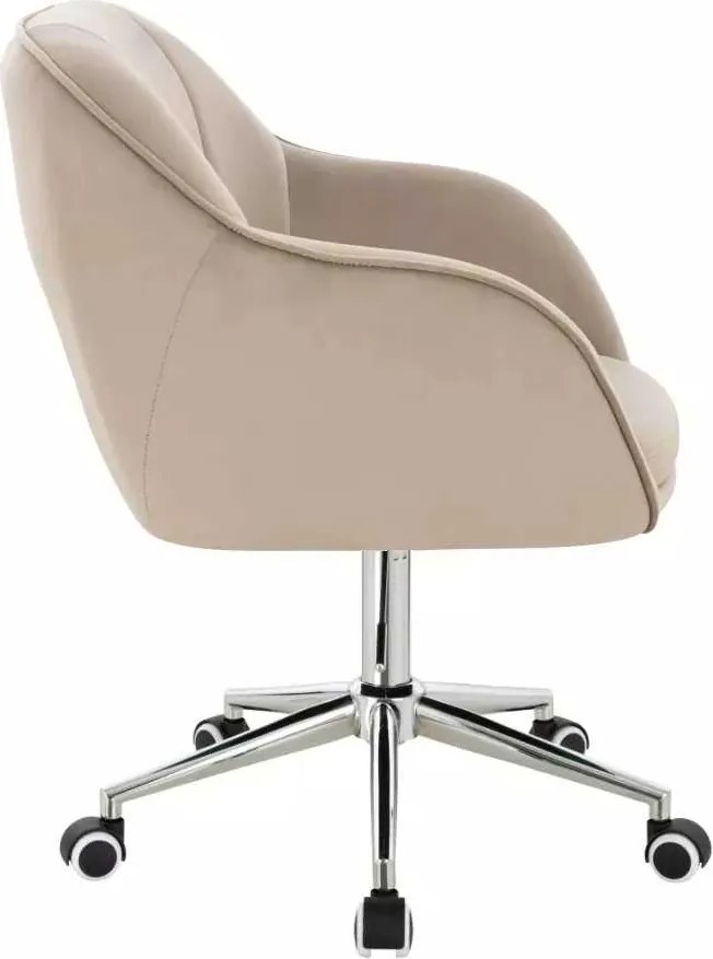 LuxuryForm DESIGN Stolička AVOLA VELUR na striebornej podstave s kolieskami - latte