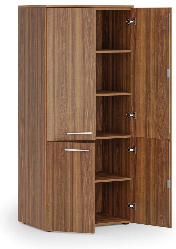 Kancelárska policová skriňa PRIMO WOOD, polené dvere, 800 x 500 x 1781 mm, orech