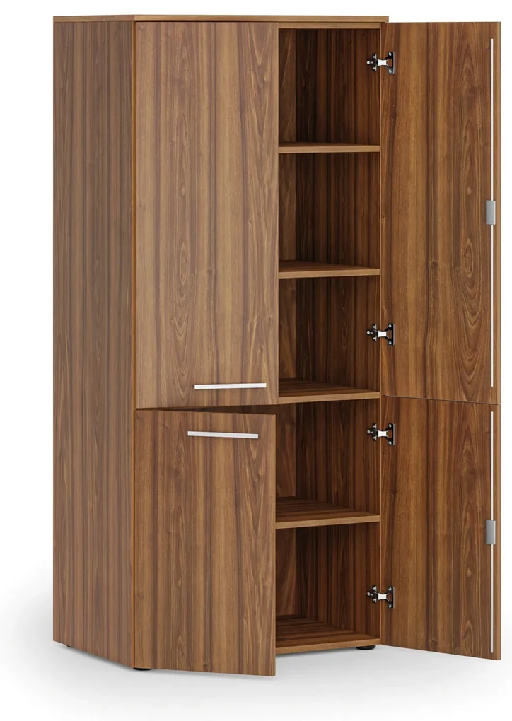 Kancelárska policová skriňa PRIMO WOOD, polené dvere, 800 x 500 x 1781 mm, orech