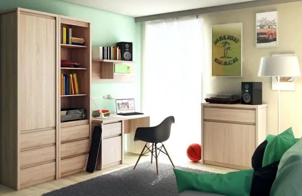 Vitrína Norton 2D2W1S, dub sonoma (BEZ osvetlenia)