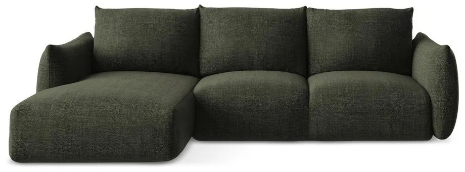 Zelená rozkladacia rohová pohovka (ľavý roh/s leňoškou) Leila – Makamii