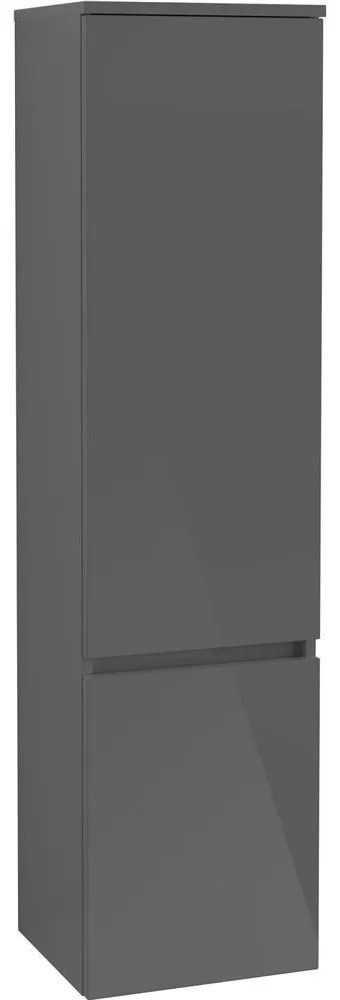VILLEROY & BOCH Legato závesná vysoká skrinka, 2 dvierka, pánty vpravo, 400 x 350 x 1550 mm, Glossy Grey, B73001FP