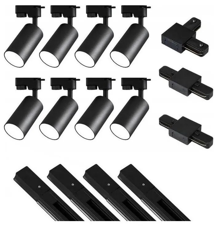 Bodové svietidlo v lištovom systéme 8xGU10/25W/230V 4 m čierna