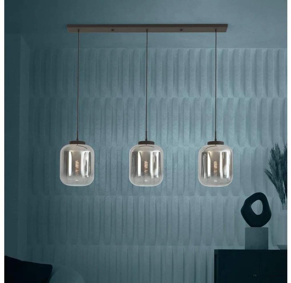 Eglo 390104 - Luster na lanku BULCIAGO 3xE27/40W/230V dymová