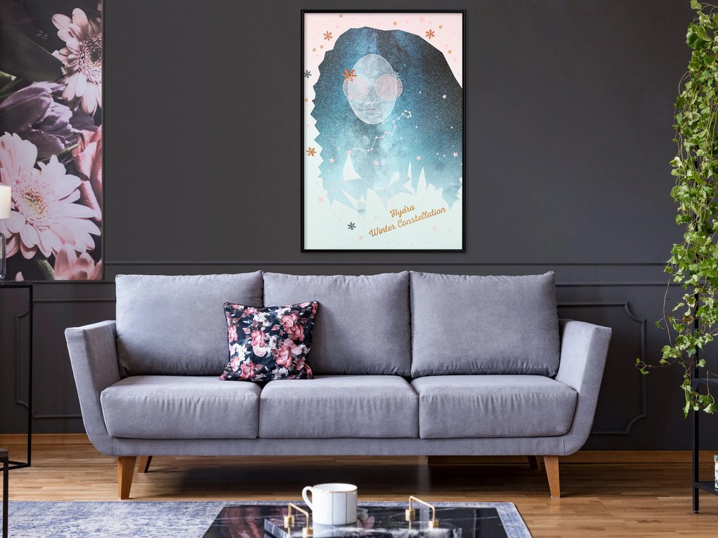 Artgeist Plagát - Hydra Winter Constellation [Poster] Veľkosť: 20x30, Verzia: Zlatý rám s passe-partout