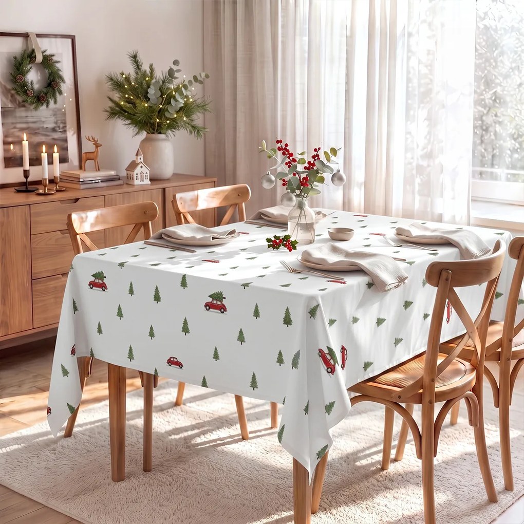 Goldea vianočný hranatý obrus 100% bavlnené plátno - cesta pre stromček 100 x 140 cm