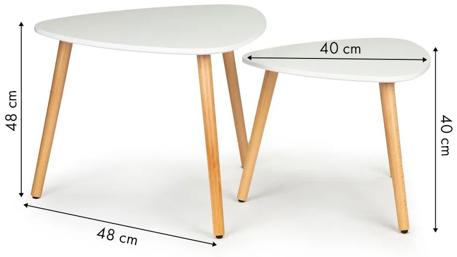 Sada 2 konferenčných stolíkov, biela škandinávska doska