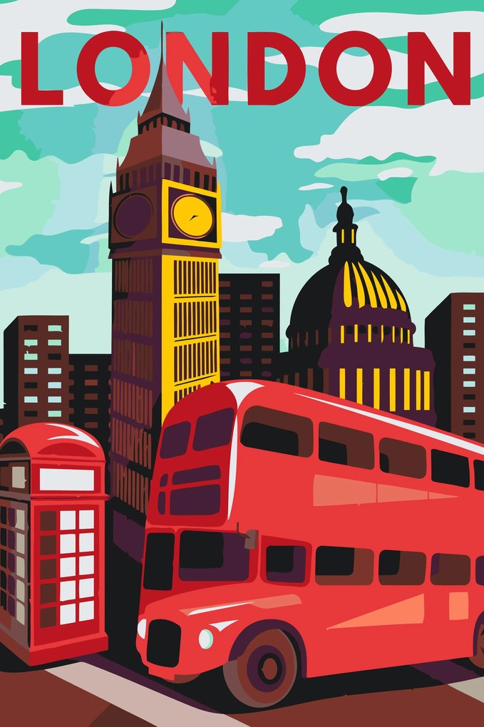 Gario Maľovanie podľa čísel Londýn, Veľká Británia 2 Rozmery: 40 x 60 cm, Rámovanie: Iba zrolované plátno