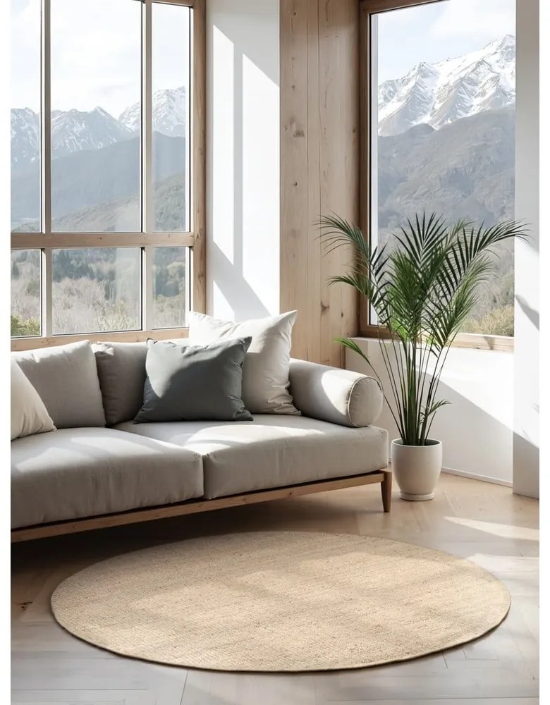 Krémový jutový okrúhly koberec ø 200 cm Bouclé Jaipur – Hanse Home