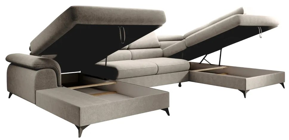 Rohová sedačka U s rozkladom Poly Roh U P - béžová / čierna