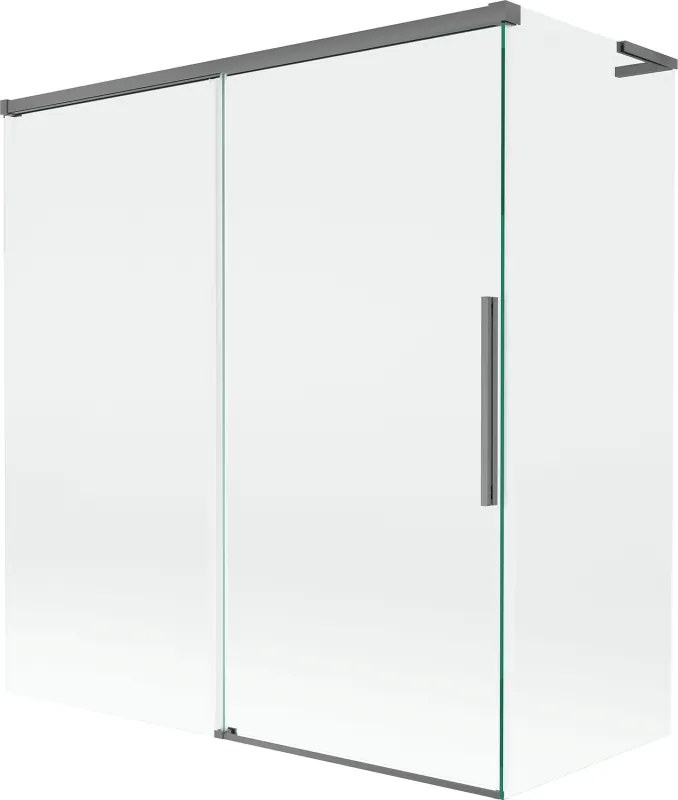 Mexen Rox, L posuvná 2-krídlová vaňová zástena 150 + 70 x 150 cm, 8mm číre sklo, grafitový profil, 8C9L-150-070-95-00