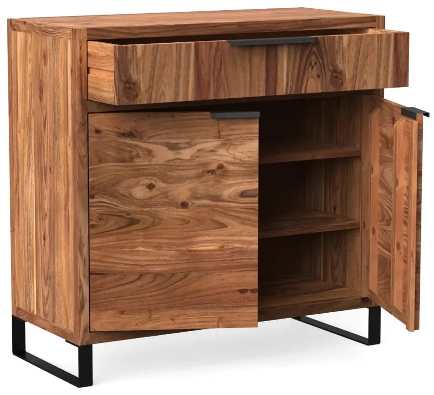 furniture-nabytek.cz - Masívna predsieňová stena Sidora I z akáciového dreva, lakovaná, hnedá