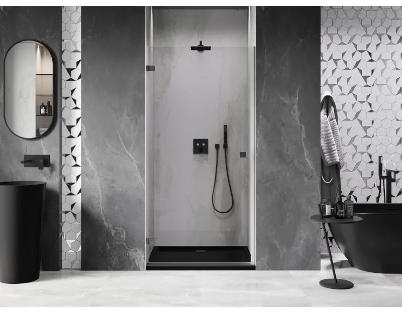 Mexen, Mexen Lunar-B Otočné ľavé sprchové dvere 100 cm, transparentné, pištoľový kov - 832-100-000-95-00-L