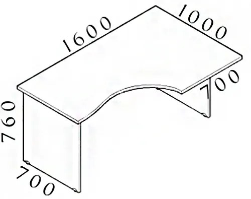 Ergonomický stôl Visio 160 x 100 cm, pravý, javor