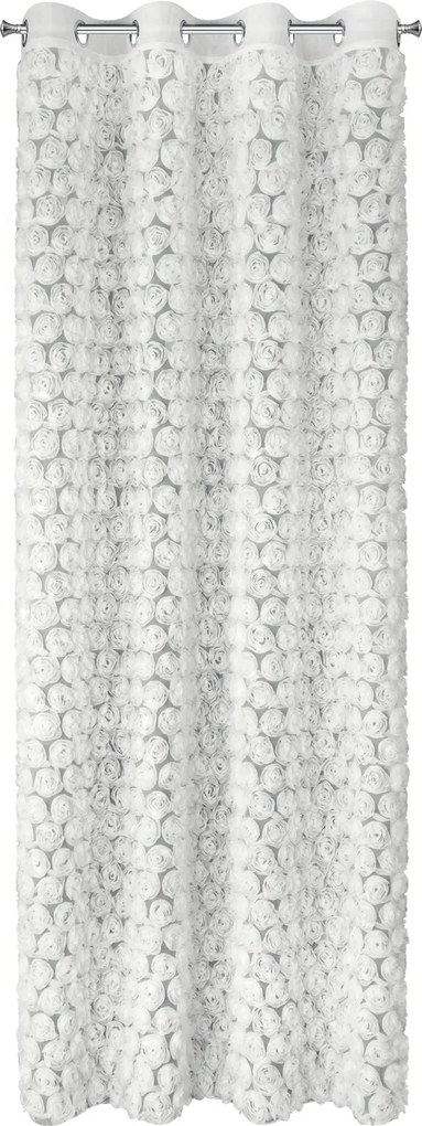 ZÁCLONA NA KRÚŽKOCH EVA MINGE ROSES1 140X250 CM BIELA