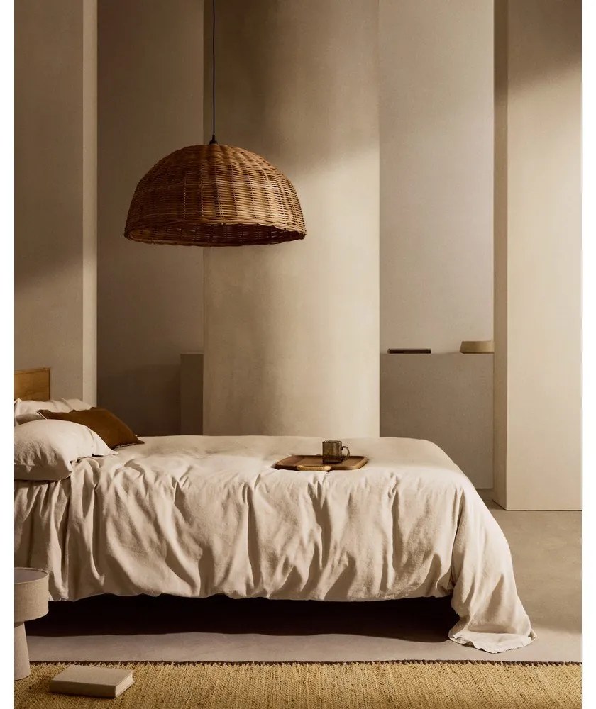 Obliečky sivobéžové na jednolôžko/predĺžené s prímesou ľanu 150x220 cm Simmel – Kave Home