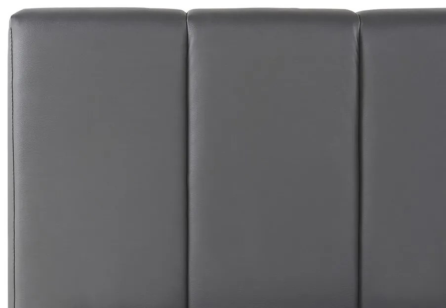 Posteľ z umelej kože s úložným priestorom 160 x 200 cm sivá DREUX Beliani