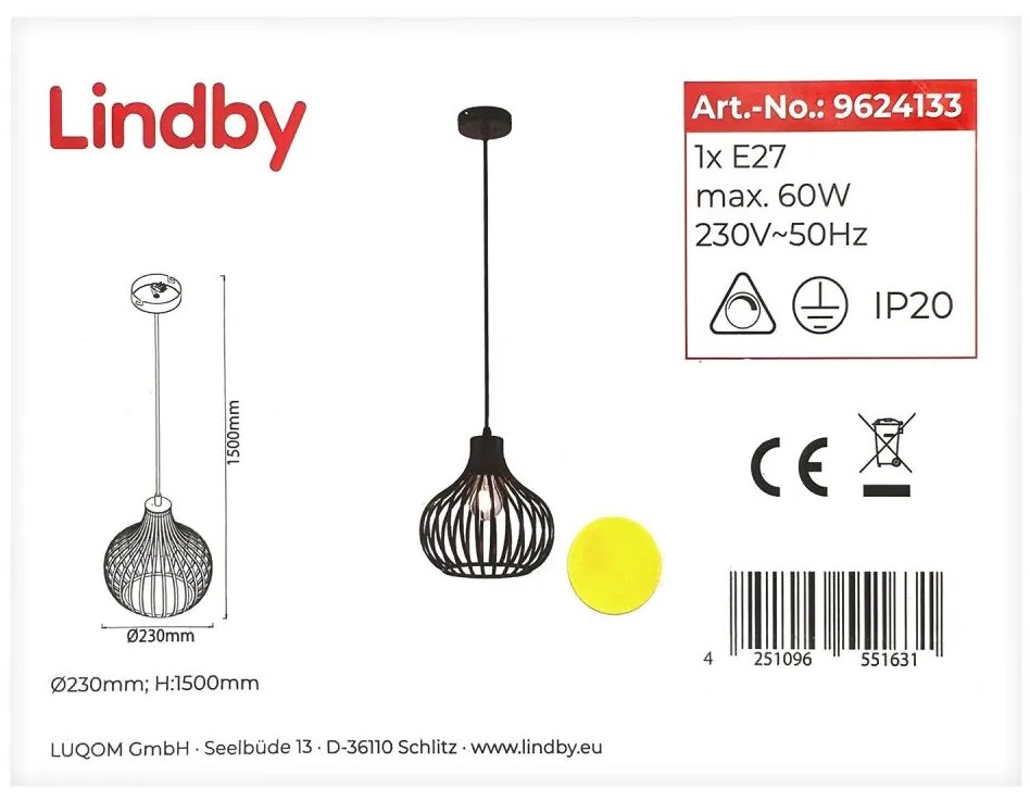 Lindby Lindby - Luster na lanku FRANCES 1xE27/60W/230V LW1126