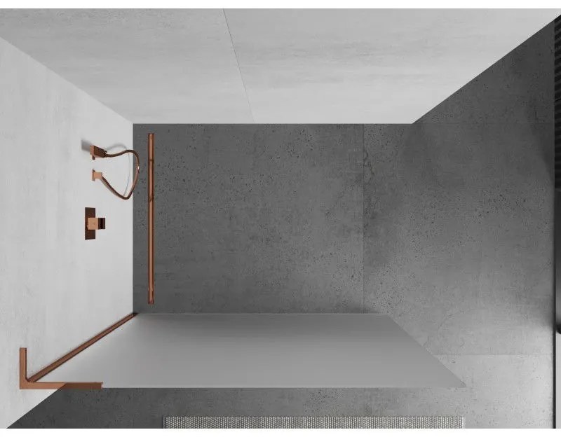 Mexen Kioto L, sprchová zástena Walk-In 80 x 200 cm, 8mm sklo námraza, ružové zlato profil, 800-080-103-60-30