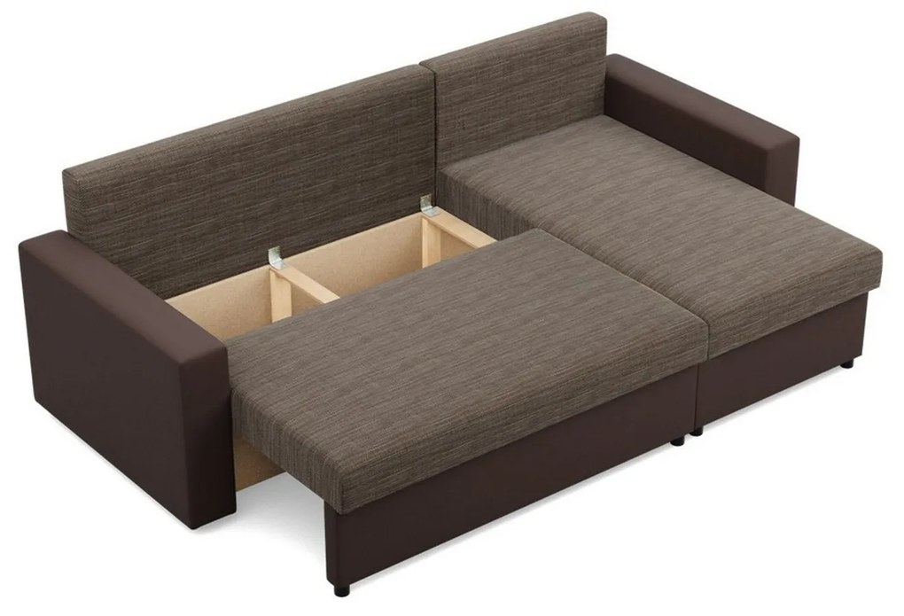 Rohová rozkladacia sedacia súprava LUNA Hnedá/hnedá