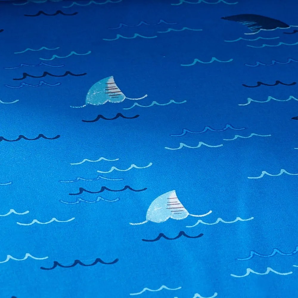 Modrá napínacia detská plachta na jednolôžko 90x190 cm Jawsome Shark – Catherine Lansfield