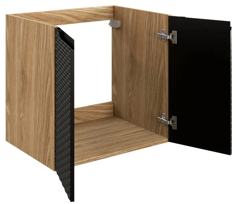 Závěsná skříňka pod umyvadlo Ocean 60 cm 2D dub olejovaný/černá