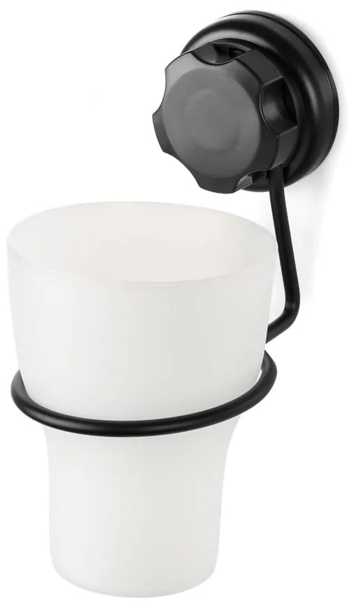 Čierny samodržiaci kovový téglik na zubné kefky Bestlock Black – Compactor