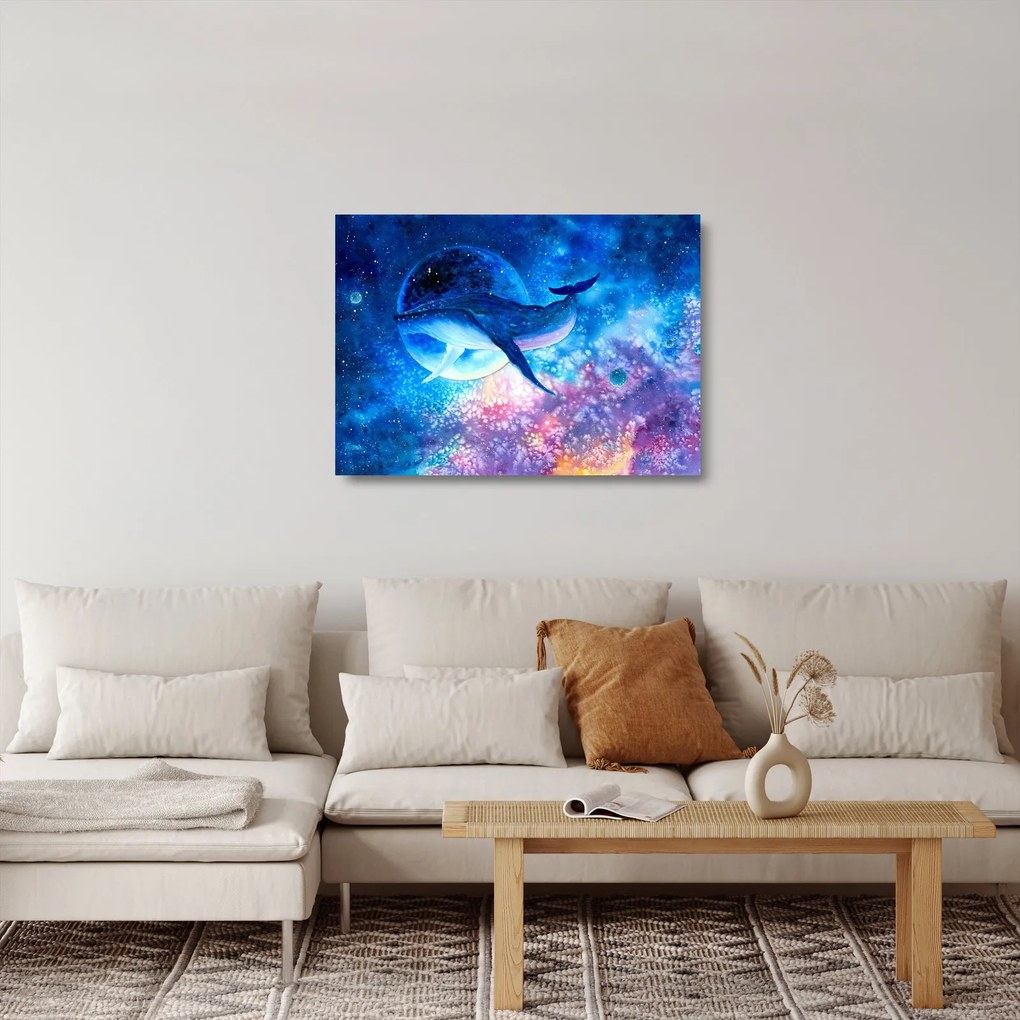 Sklenený obraz - Vesmírna veľryba (70x50 cm)