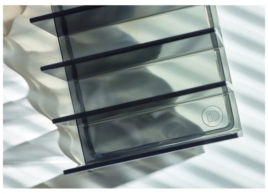 Matne čierny kúpeľňový organizér na kozmetiku z recyklovaného plastu Palette Station - iDesign