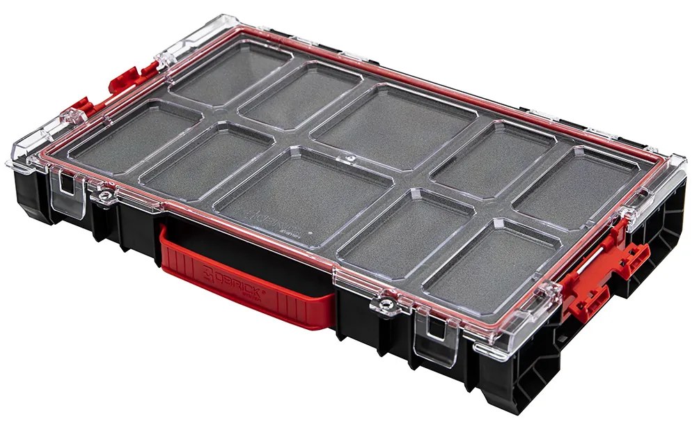 Organizér na súčiastky Qbrick System PRO s 8 priehradkami a polykarbonátovým vekom