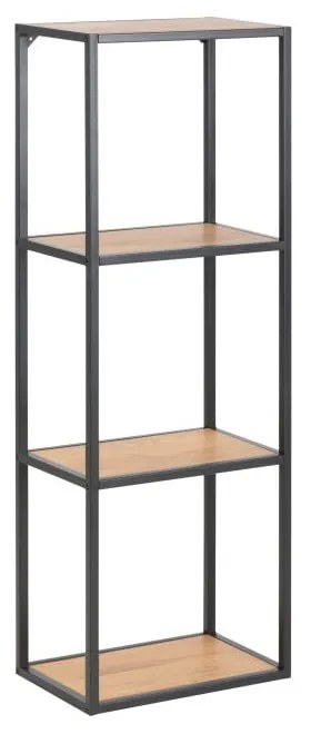 Nástenná knižnica v dekore duba v čierno-prírodnej farbe 37x108 cm Seaford – Actona