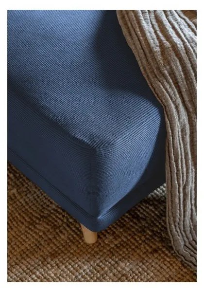 Tmavomodrá menčestrová rozkladacia rohová pohovka (variabilná) Lazy Lukka – Miuform