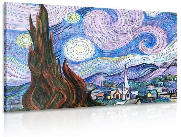 Obraz reprodukcia Hviezdna noc - Vincent van Gogh - 60x40