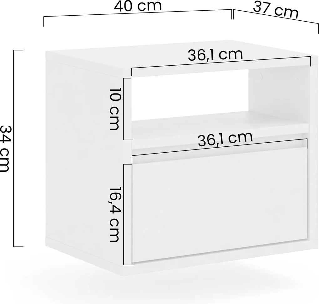 Nočná skrinka Zolia 40 cm so závesnou zásuvkou - kasmír