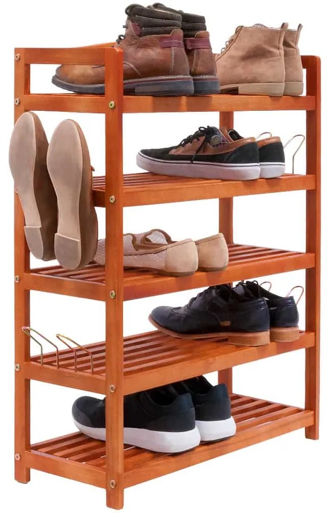 Regál na topánky RUSTIC, 5políc, 75x26x82cm, prírodná hnedá Casaria