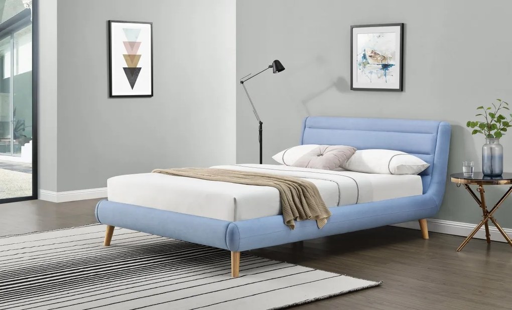 HALMAR Čalouněná postel Elanda 160x200 dvoulůžko - nebesky modrá