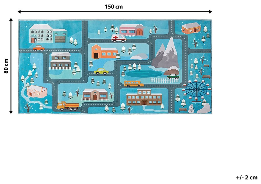 Detský koberec s potlačou mesta 80 x 150 cm modrý KIGI Beliani