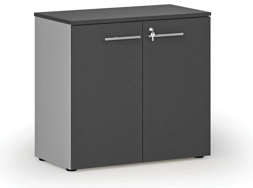 Kancelárska skriňa s dverami PRIMO GRAY, 800 x 420 x 740 mm, sivá/grafit