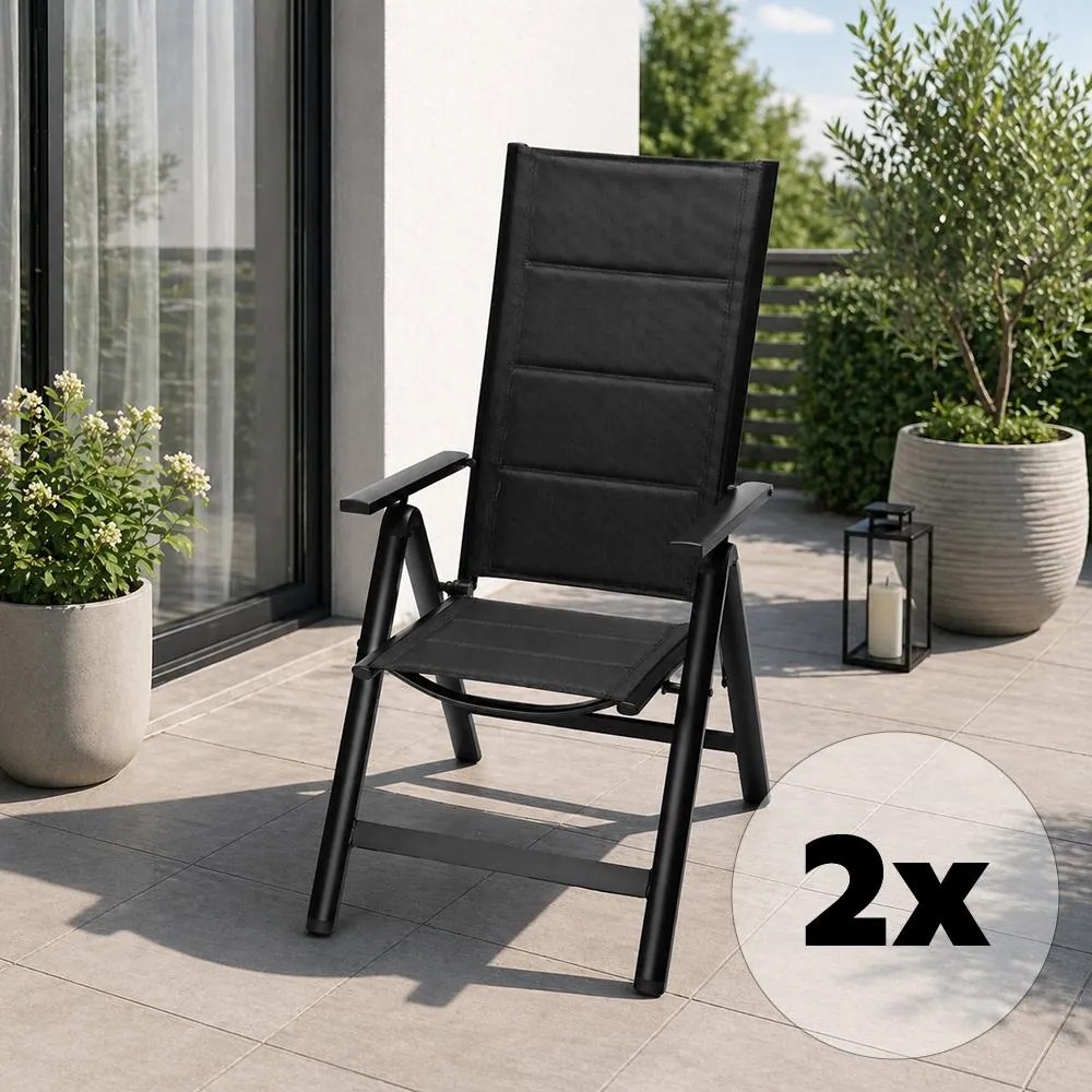 Set 2 ks hliníkových polohovacích kresiel Avenberg ISLA PLUS, čierna