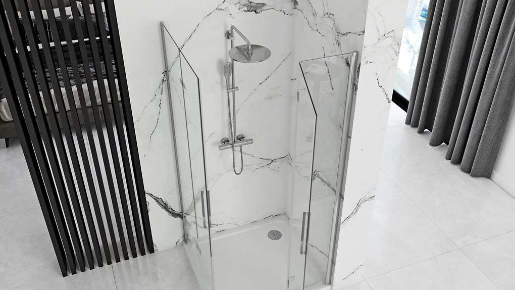 Rea Molier Double, sprchová kabína 90(dvere) x 80(dvere) x 190 cm, 6mm číre sklo, chrómový profil, 50202