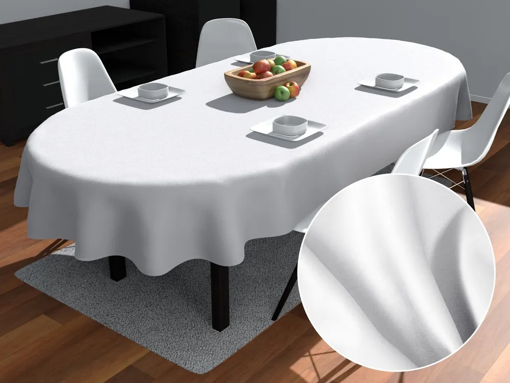 Biante Teflónový oválny obrus TF-027 Biely bez vzoru 120x180 cm