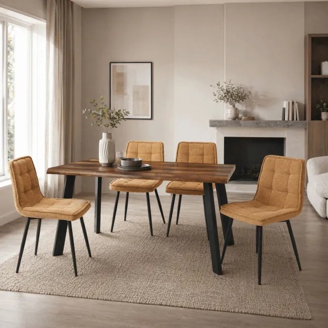 Jedálenský stôl 80x140 cm HT-F4514 OLW staré drevo / čierne nohy