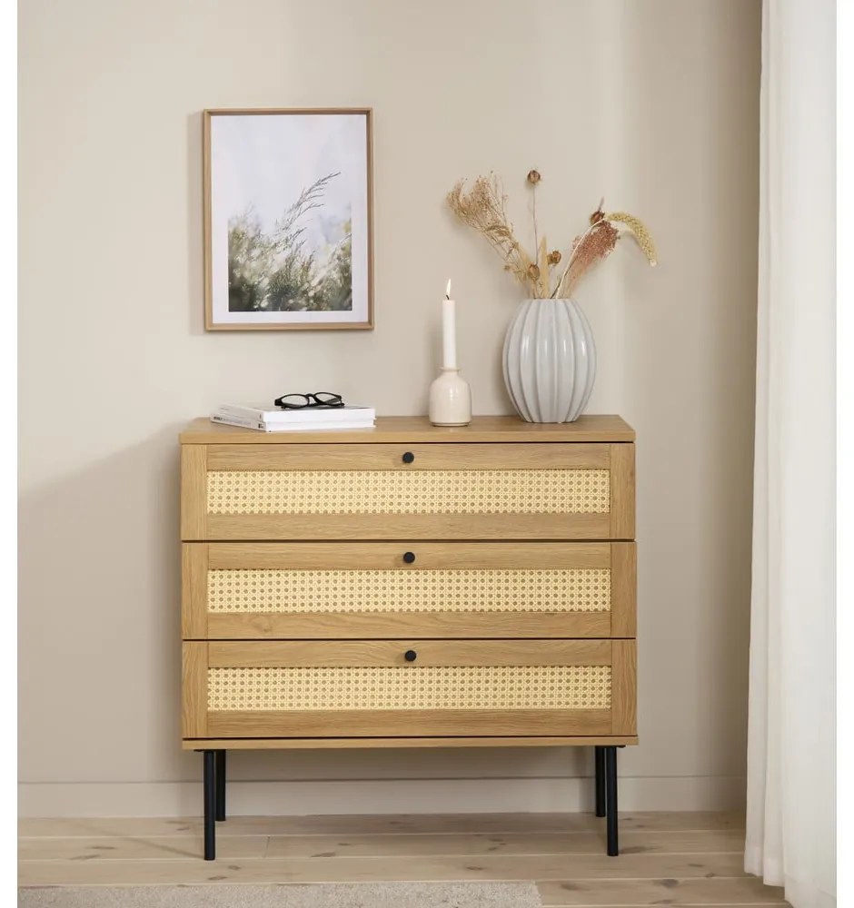 Nízka komoda v dekore duba v prírodnej farbe 80x75 cm Pensacola – Unique Furniture