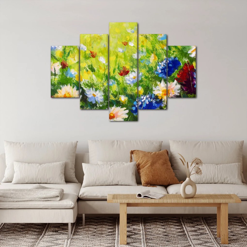Obraz rozkvitnutej lúky, olejomaľba (150x105 cm)