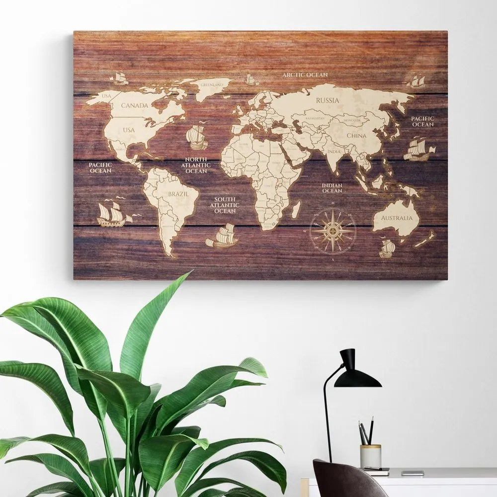Obraz na korku mapa na dreve - 120x80 transparent