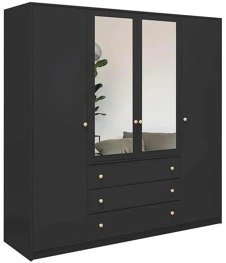 Skriňa Siena D4 čierna / zrkadlo