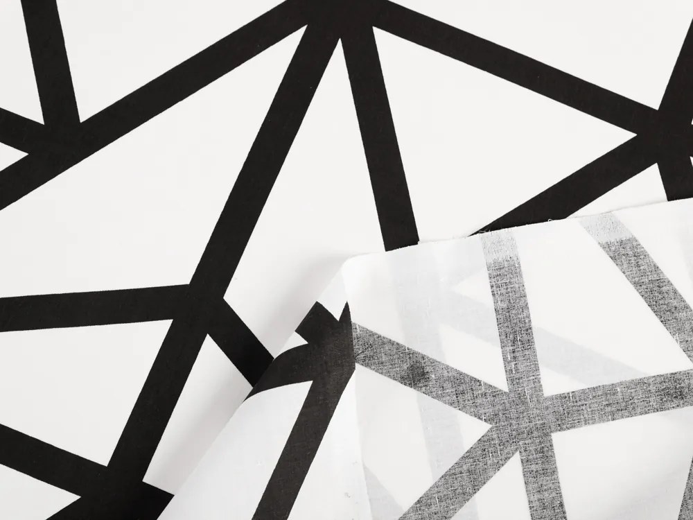 Biante Bavlnený záves Sandra SA-577 Čierne geometrické vzory na bielom 150x220 cm